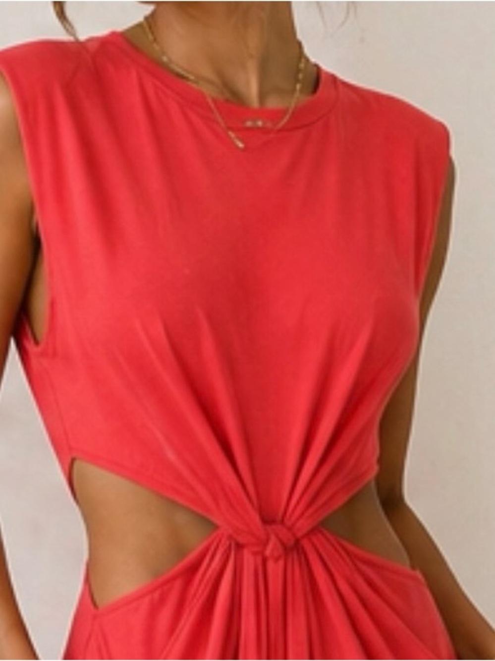 Cutout Knot Maxi Dress - Coral
